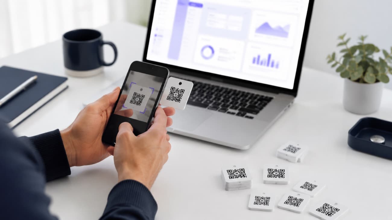 Masada QR etiketini telefonuyla okutarak hesabına bağlayan kişi